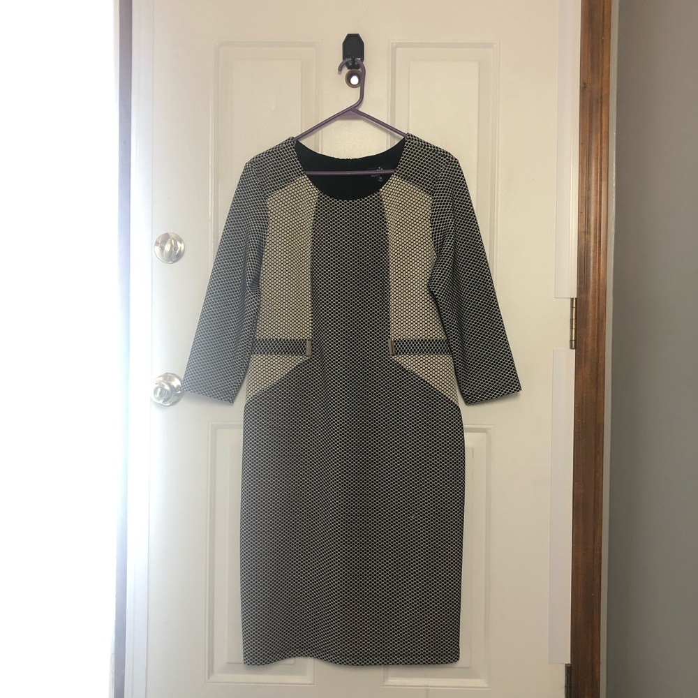 Unique Geometric Polka Dot Print Flattering Sheath Dress